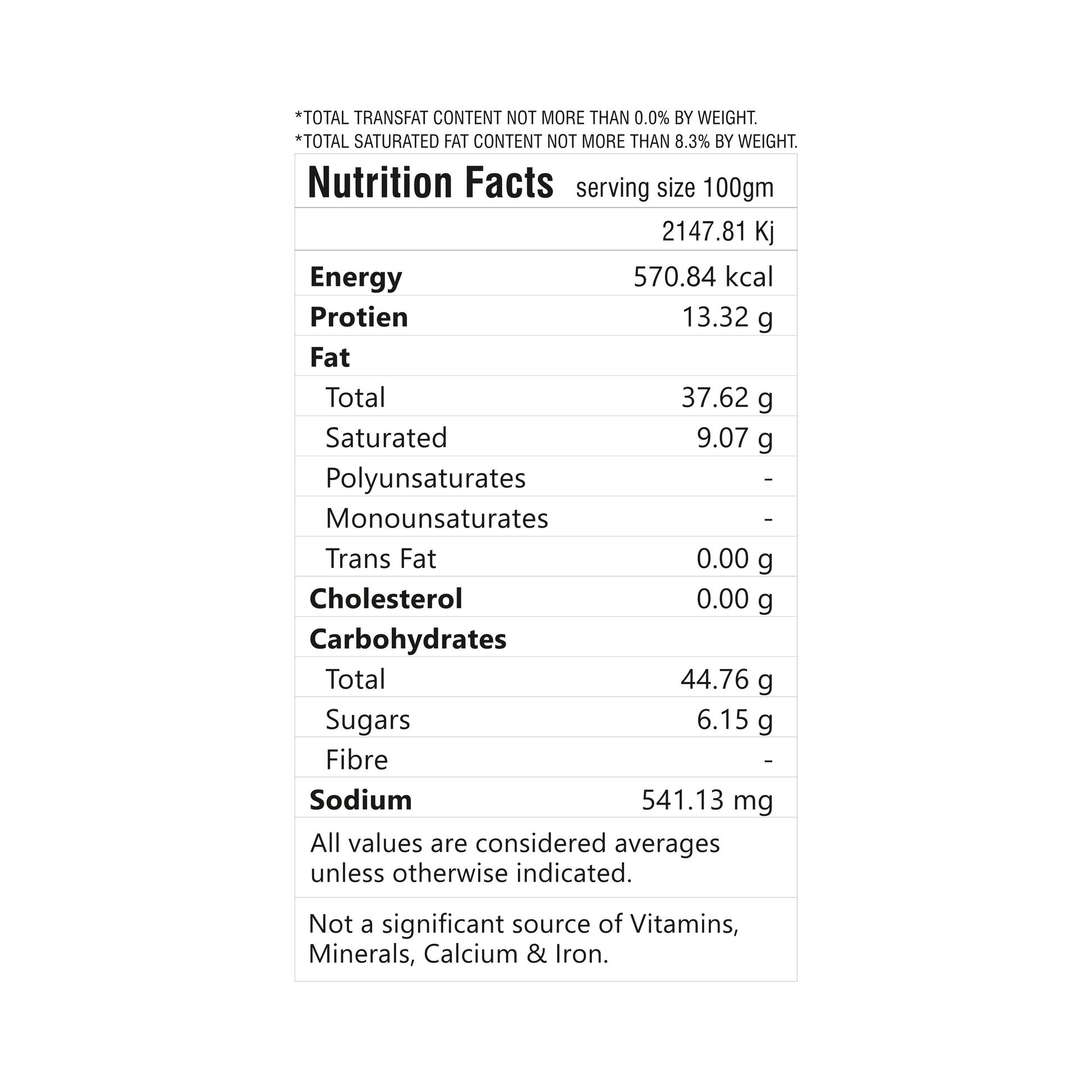 All in One Namkeen packaging information label