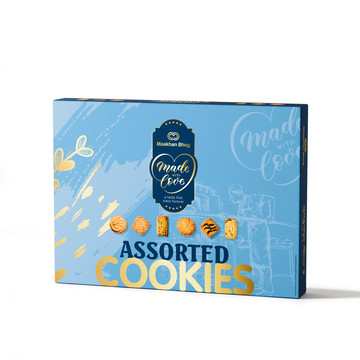 Assorted Cookies box with a colorful mix of Indian biscuits