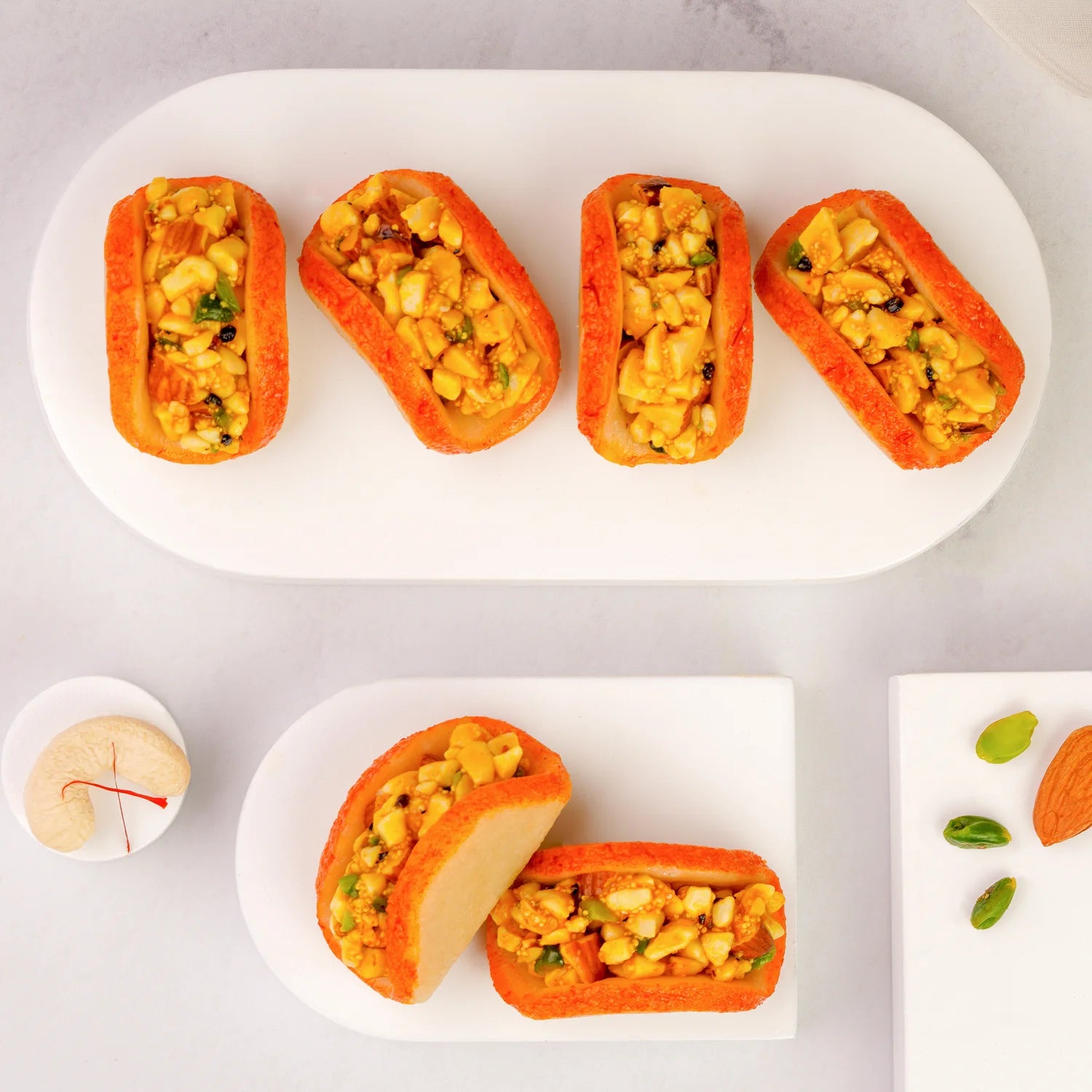 Fusion-style Indian dessert – Dryfruit Tacos by Maakhan Bhog