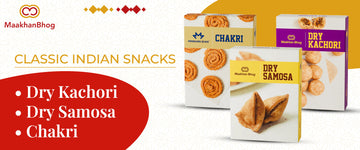Crispy dry kachori, dry samosa and chakri snack