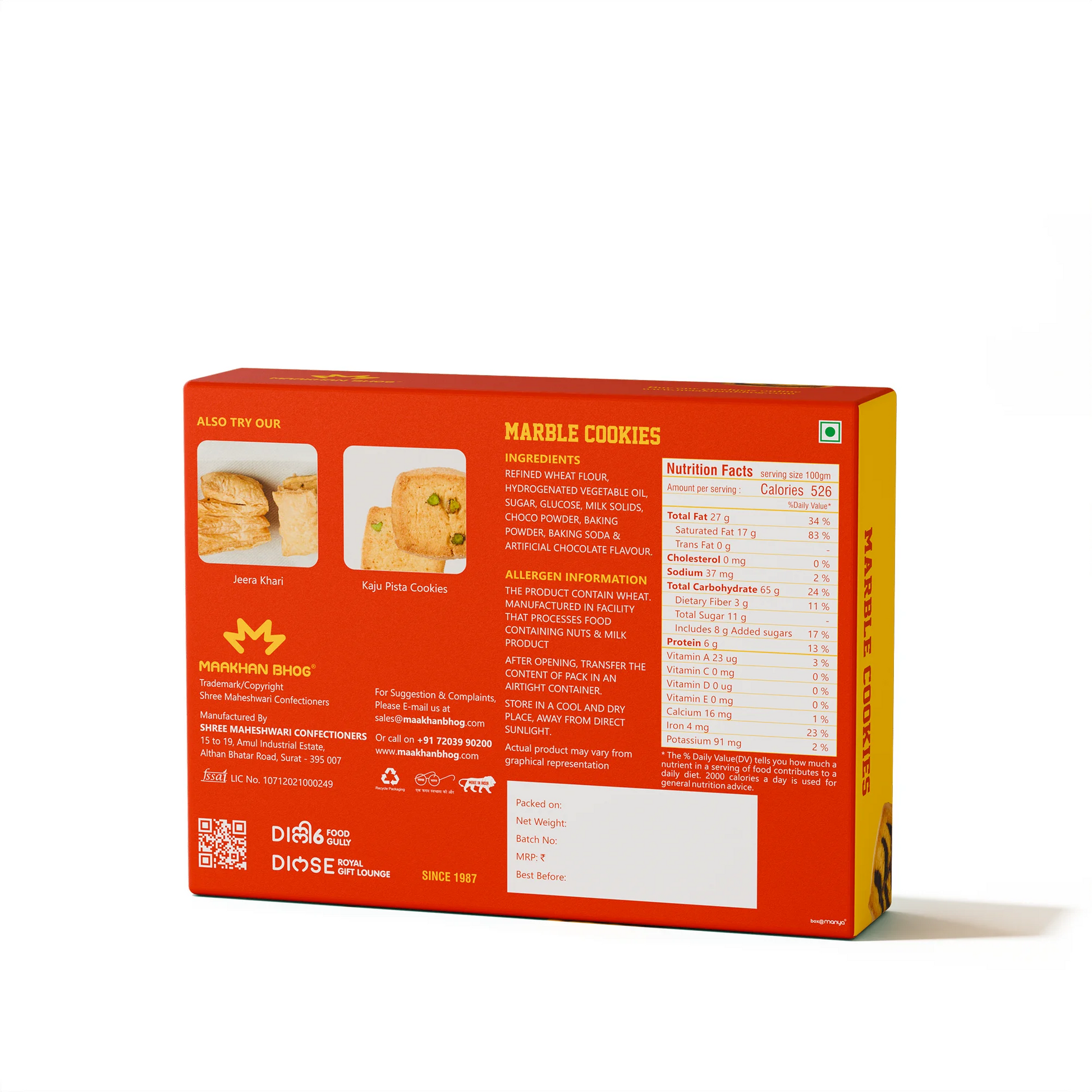 Chocolate vanilla Marble Cookies in attractive snack box